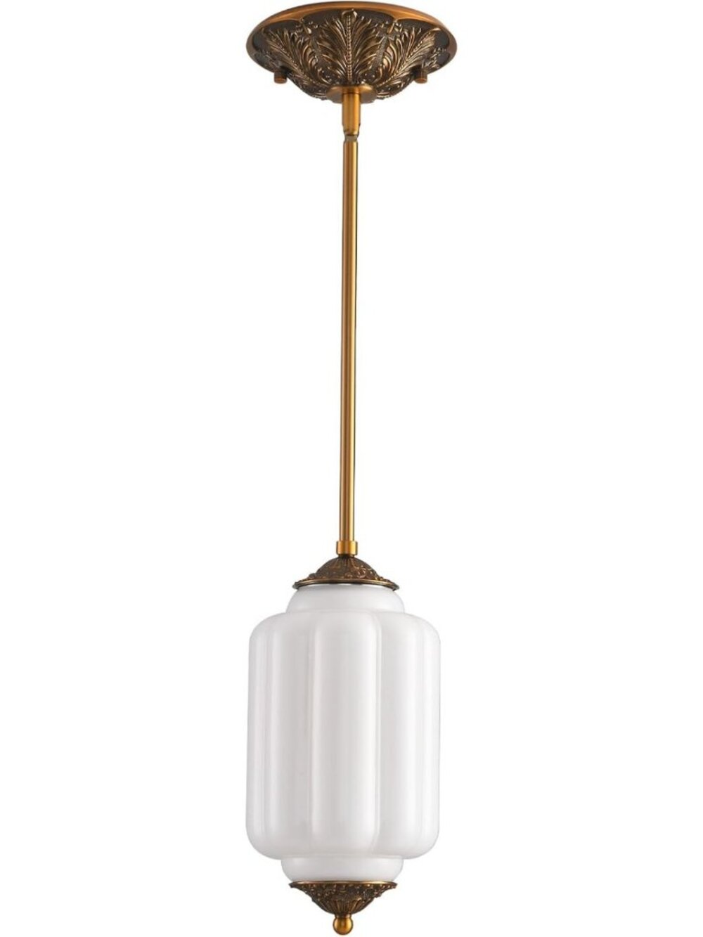 Vintage Milk Glass Ceiling Light Fixture | Antique White Semi Flush Mount